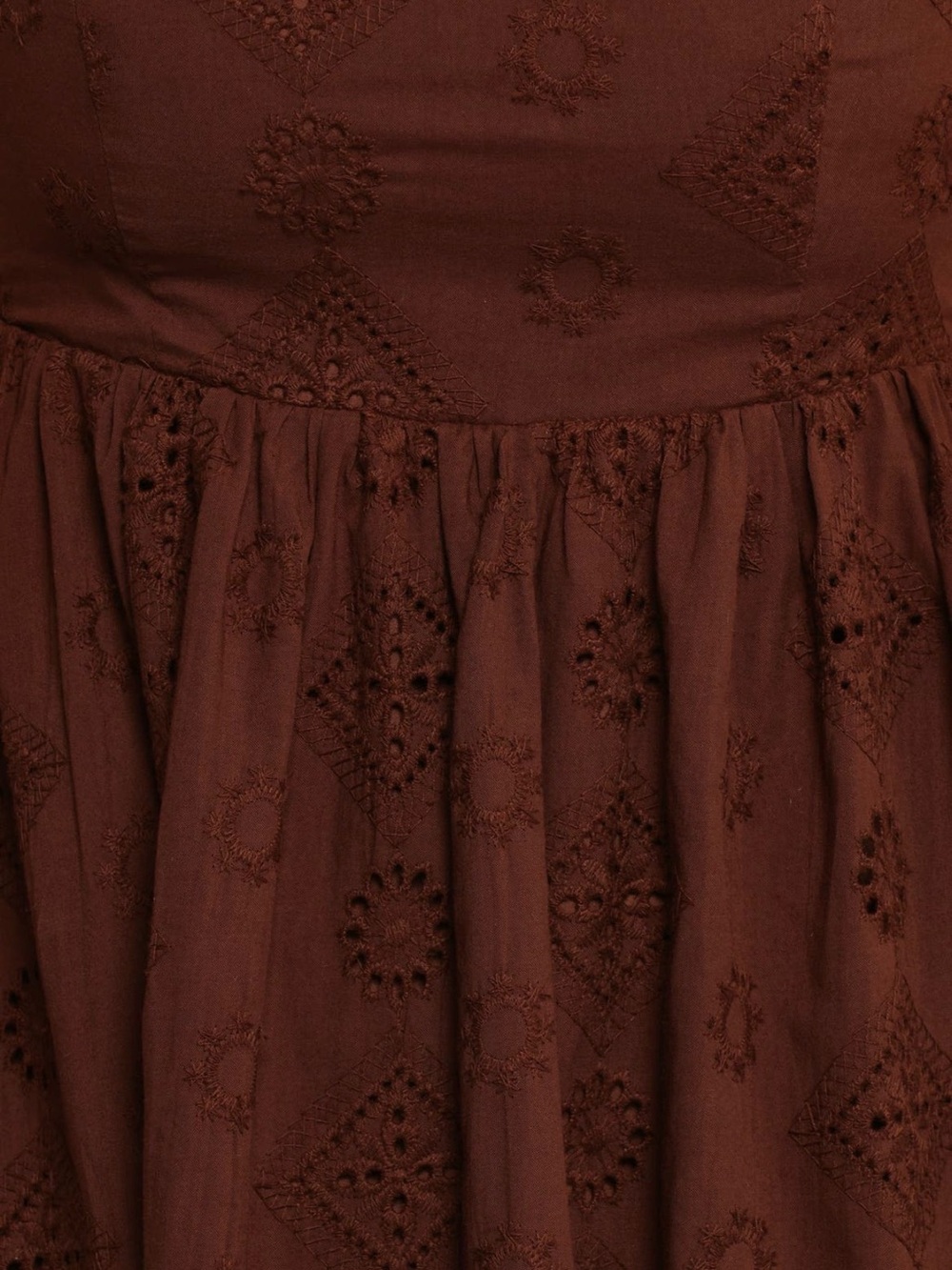 Petal & Pup Odessa Cotton Eyelet Maxi Dress Brown Tie Strap Pockets - Picture 6 of 6
